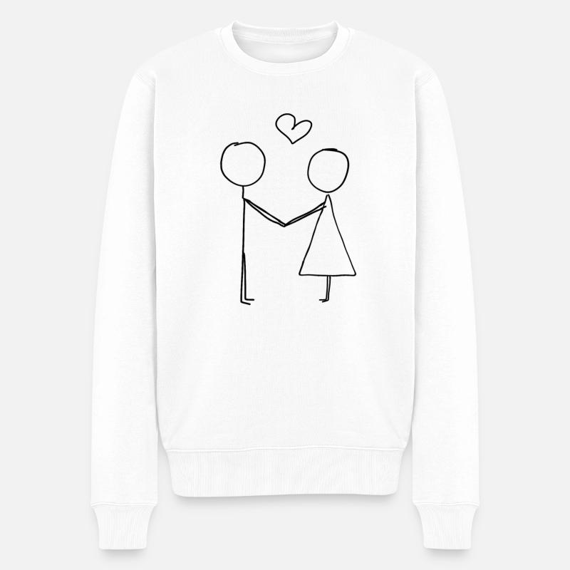 Liebe Herz - Männer Premium Bio Pullover - Weiß