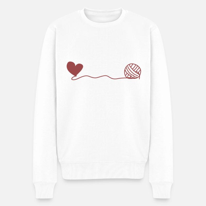 herz wolle - Männer Premium Bio Pullover - Weiß