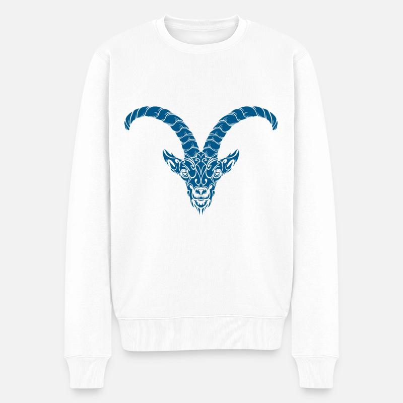 Steinbock - Männer Premium Bio Pullover - Weiß