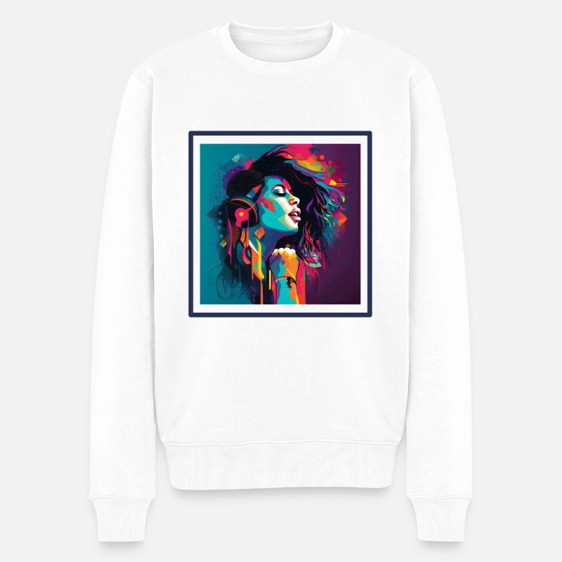 Sängerin Musik - Männer Premium Bio Pullover - Weiß
