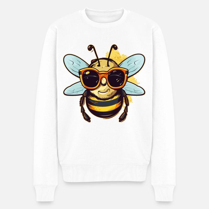 Biene - Männer Premium Bio Pullover - Weiß