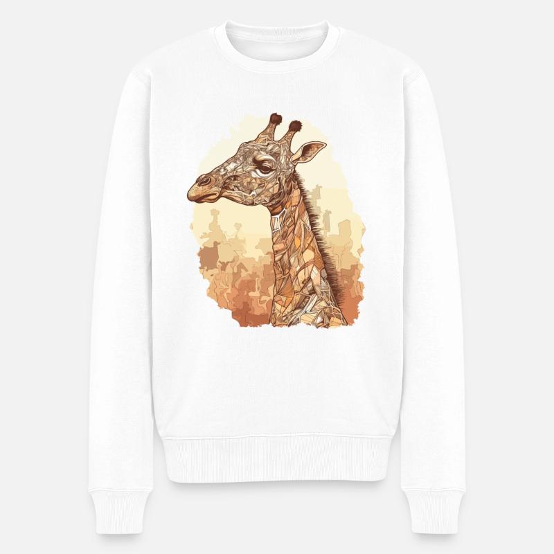Giraffe - Männer Premium Bio Pullover - Weiß