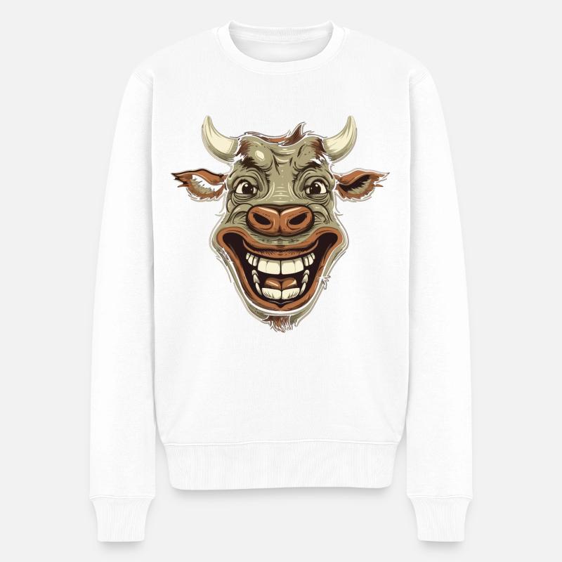 Kuh lacht - Männer Premium Bio Pullover - Weiß