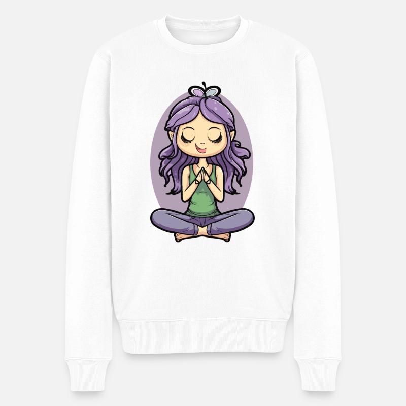 Yoga Lotus Pose - Männer Premium Bio Pullover - Weiß