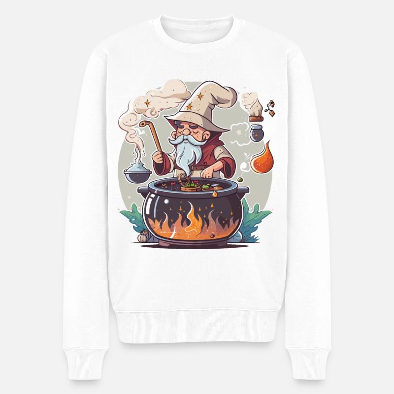 Mystischer Koch - Männer Premium Bio Pullover - Weiß