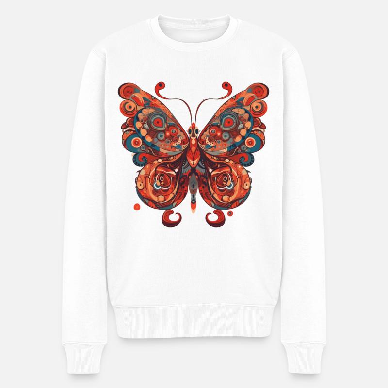 Paradies Schmetterling - Männer Premium Bio Pullover - Weiß