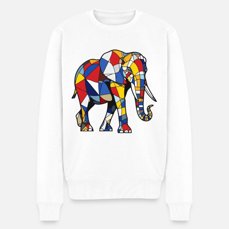 Elefant - Männer Premium Bio Pullover - Weiß