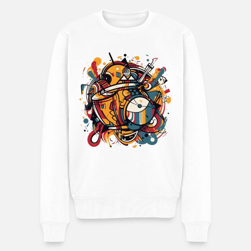 Drums Schlagzeug - Männer Premium Bio Pullover - Weiß