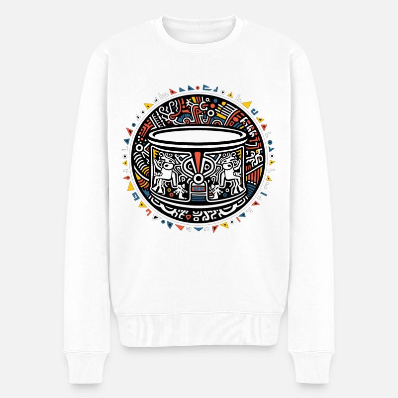 Drum Schlagzeug - Männer Premium Bio Pullover - Weiß