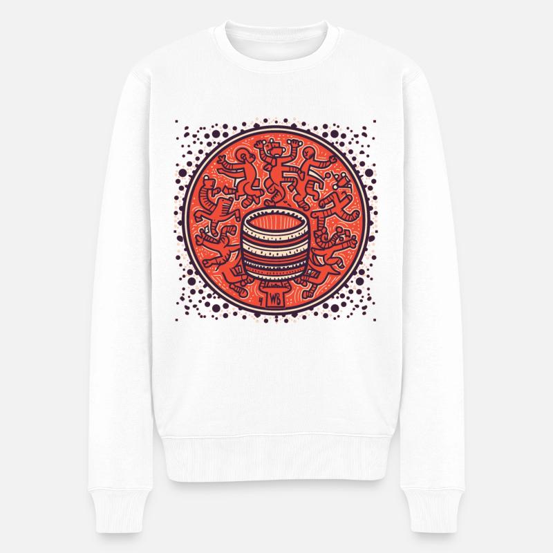 Drum Schlagzeug - Männer Premium Bio Pullover - Weiß