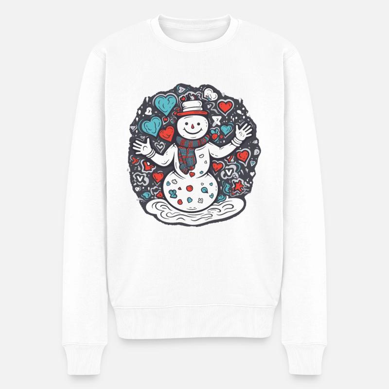 Schneemann - Männer Premium Bio Pullover - Weiß