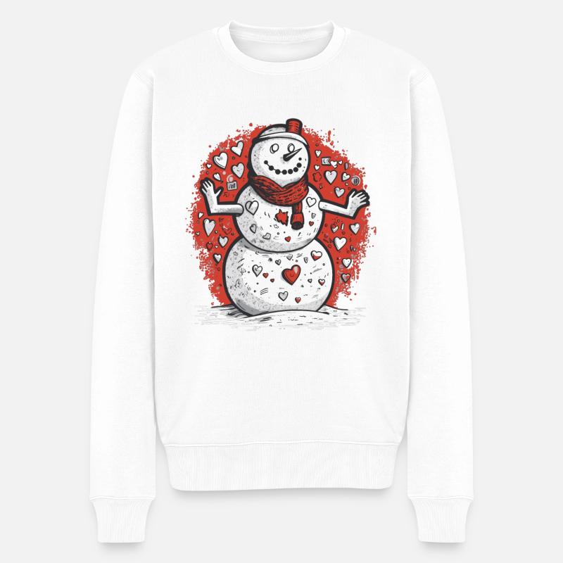 Schneemann - Männer Premium Bio Pullover - Weiß