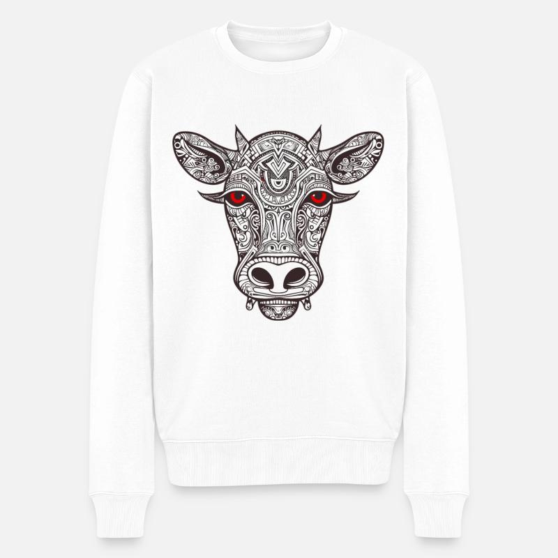 Kuh Bulle - Männer Premium Bio Pullover - Weiß