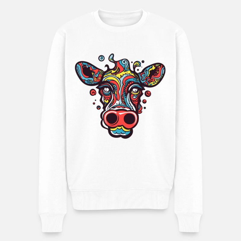 Kuh Bulle - Männer Premium Bio Pullover - Weiß