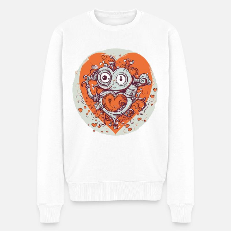 Herz Liebe - Männer Premium Bio Pullover - Weiß