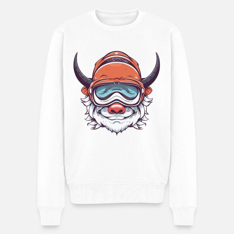 Bulle Stier Flieger Ski - Männer Premium Bio Pullover - Weiß