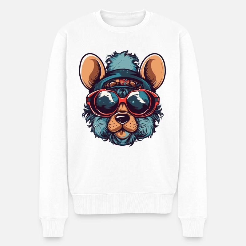 Maus Brille - Männer Premium Bio Pullover - Weiß
