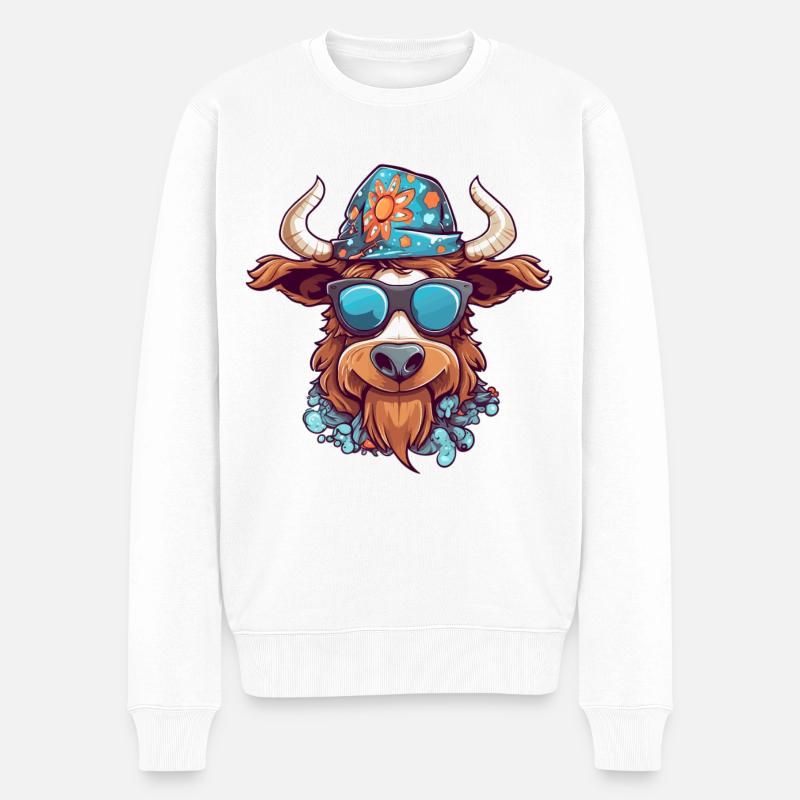 happy cow - Männer Premium Bio Pullover - Weiß