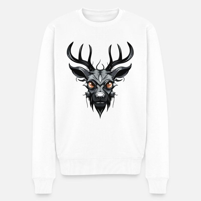 Hirsch - Männer Premium Bio Pullover - Weiß