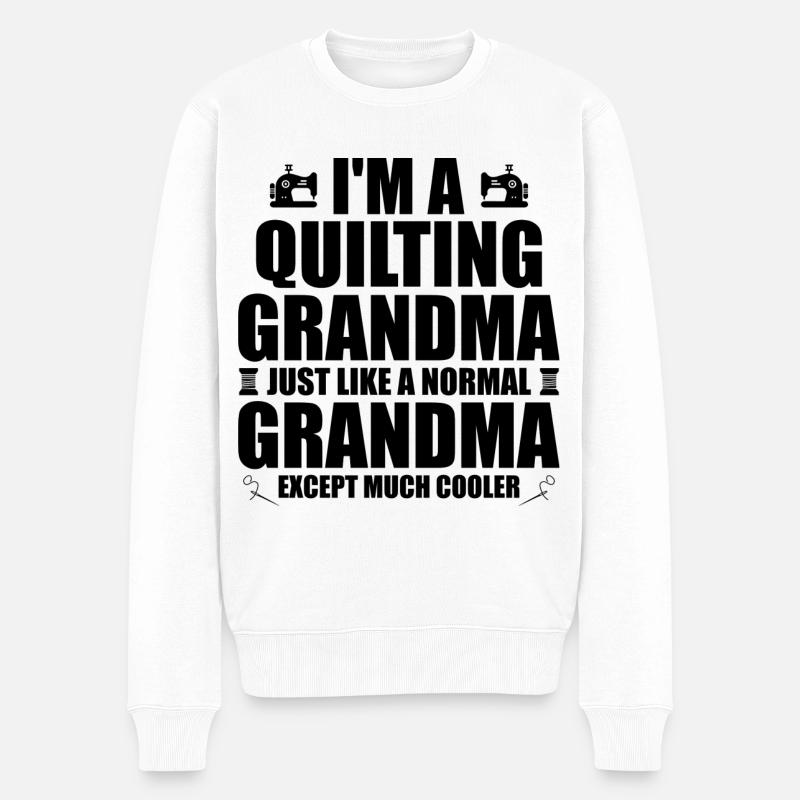 Ich bin eine Quilt-Oma, genau wie eine normale Oma - Männer Premium Bio Pullover - Weiß
