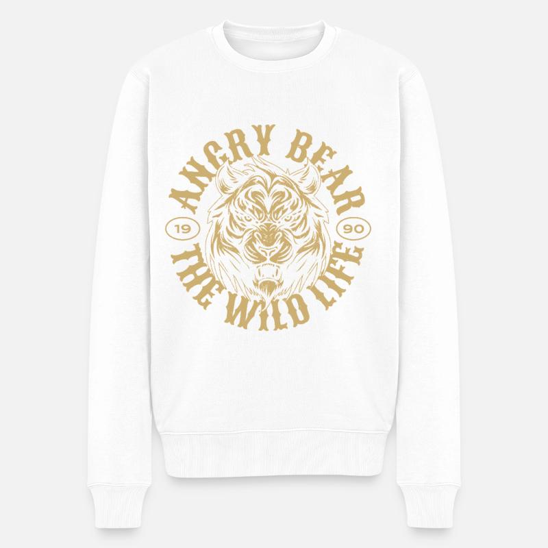 Angry Bear - Männer Premium Bio Pullover - Weiß