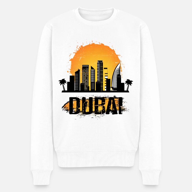 Dubai Skyline Sommer Sonne Palmen Summer Sun Palms - Männer Premium Bio Pullover - Weiß