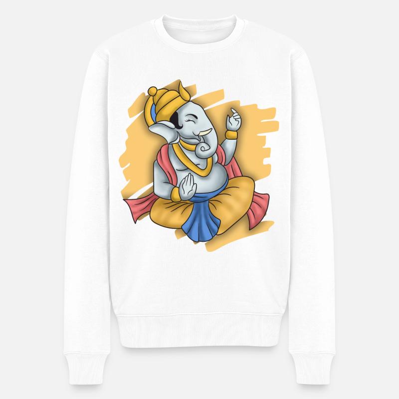 Indien Inder Hindu Ganesha Gott Land I Geschenk - Männer Premium Bio Pullover - Weiß