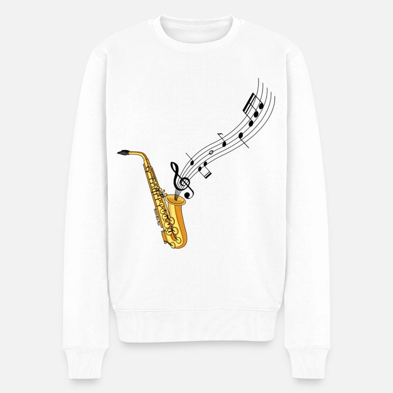 Saxophon - Männer Premium Bio Pullover - Weiß