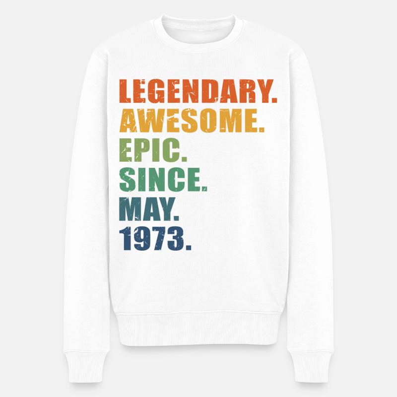 50. Geburtstag, Mai 1973, 50-jähriges Jubiläum - Männer Premium Bio Pullover - Weiß