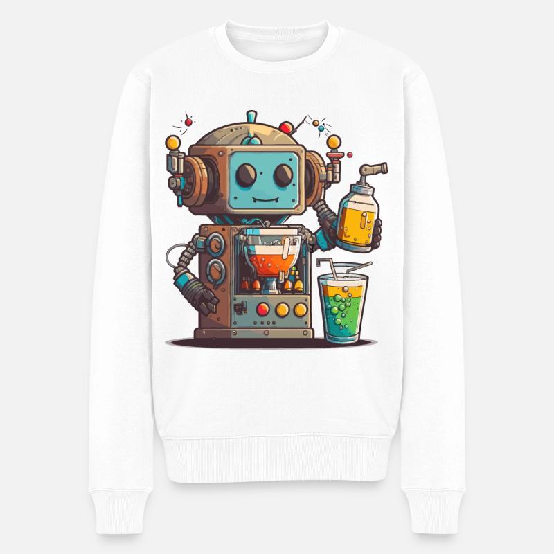 Roboter-Mixologe - Männer Premium Bio Pullover - Weiß