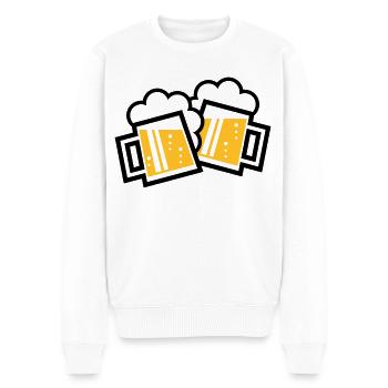 2 chopes à bière bavaroises toast (chopes à bière 2C) - Pull Premium bio Homme - blanc - Devant - Thijin (182cm)
