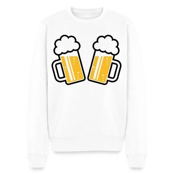 2 chopes à bière À votre santé, à votre santé ! (chopes à bière 2C) - Pull Premium bio Homme - blanc - Devant - Thijin (182cm)