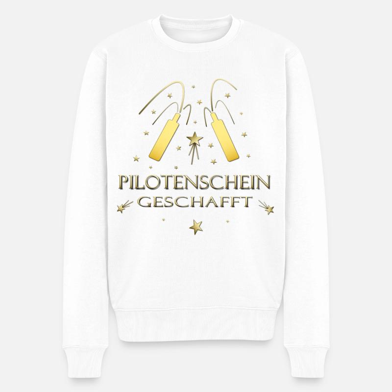 Pilotenschein Pilot Pilotenausbildung PPL - Männer Premium Bio Pullover - Weiß