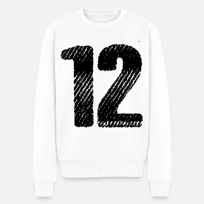 12 Zahl Trikot - Männer Premium Bio Pullover - Weiß