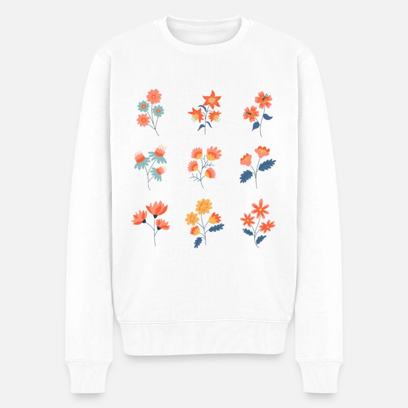 Wildblumen Botanik Blumen - Männer Premium Bio Pullover - Weiß