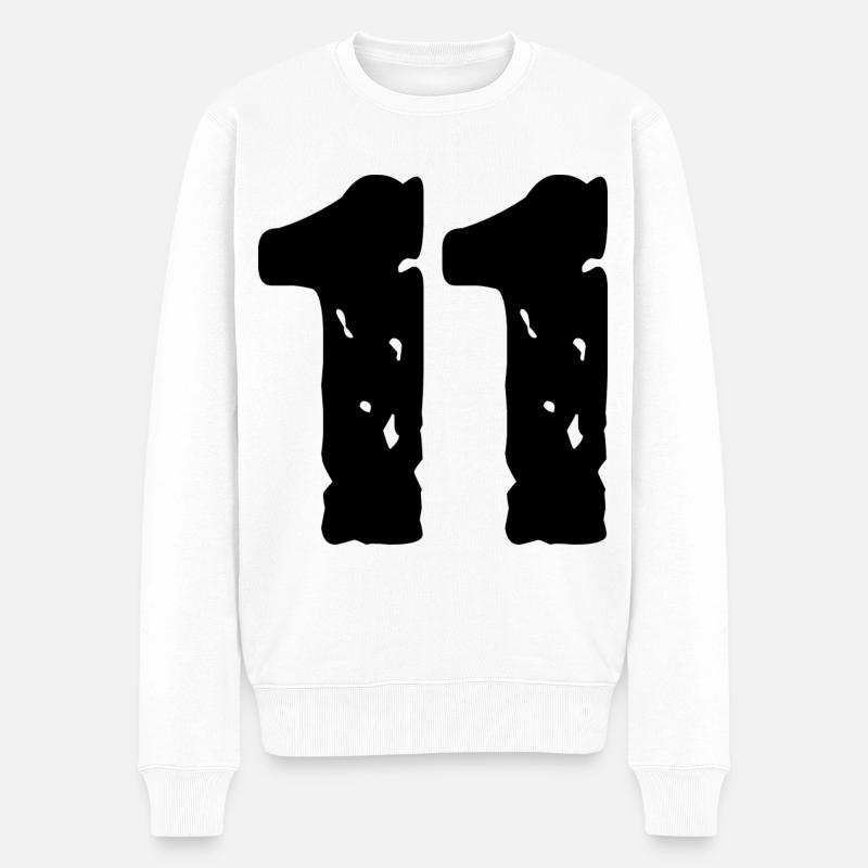 11 Zahl Trikot - Männer Premium Bio Pullover - Weiß