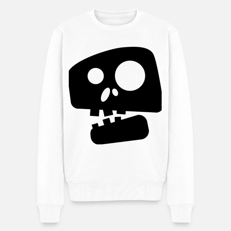 Lustiger Totenkopf - Männer Premium Bio Pullover - Weiß
