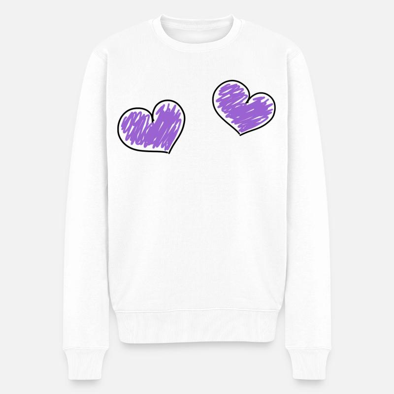 lila Herzen - Männer Premium Bio Pullover - Weiß