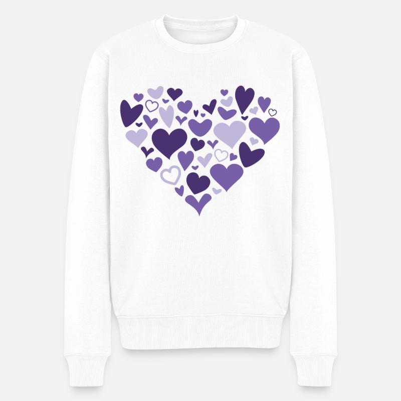 Cœur pourpre des cœurs - Pull Premium bio Homme - blanc