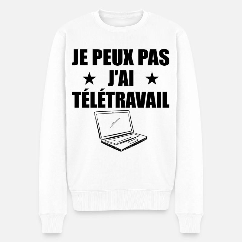 Je peux pas j'ai télétravail! - Pull Premium bio Homme - blanc