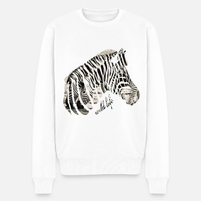 Zebra Herde Wildlife - Männer Premium Bio Pullover - Weiß