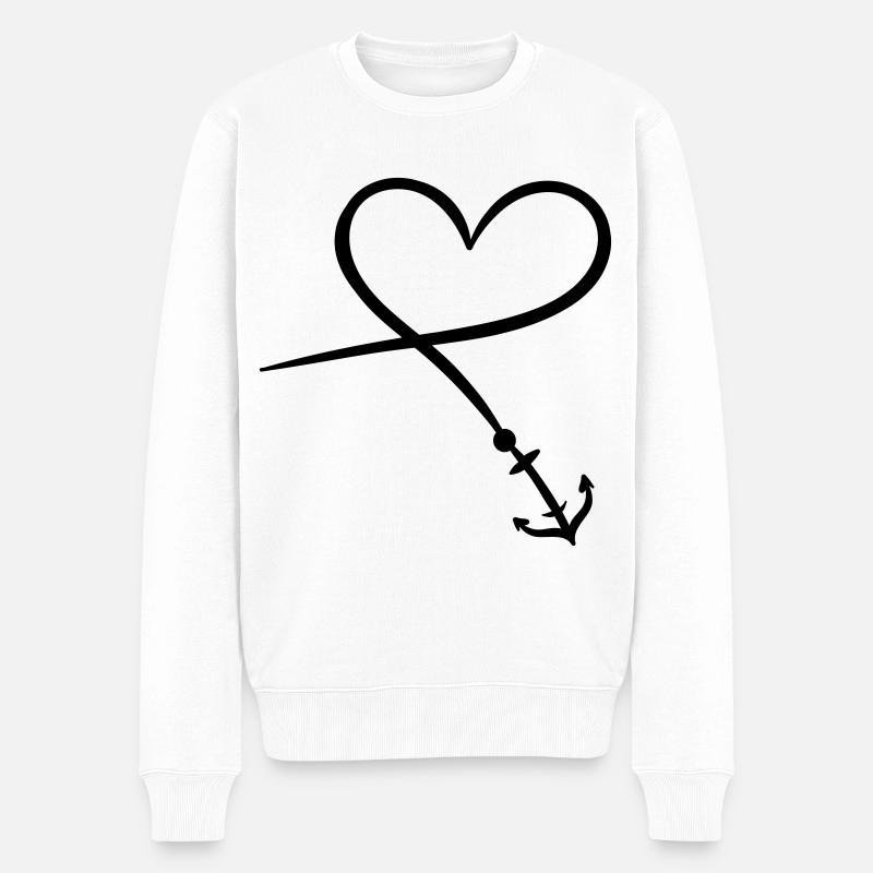 Herz Symbol Anker - Männer Premium Bio Pullover - Weiß