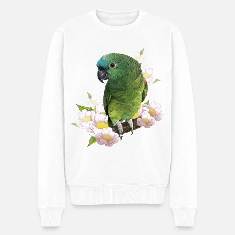 L’amazone à front bleu - Pull Premium bio Homme - blanc