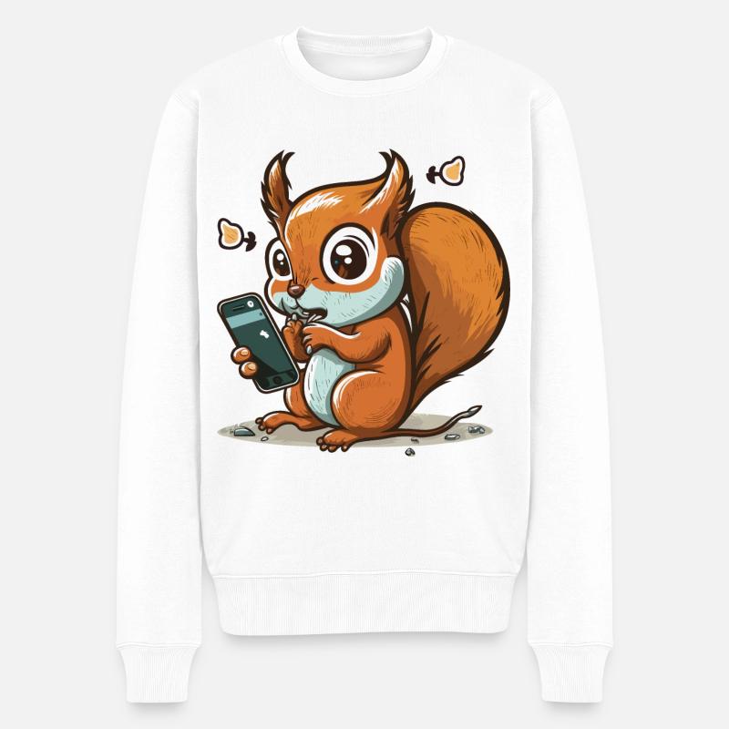 Scroll weiter, Eichhörnchen! - Männer Premium Bio Pullover - Weiß