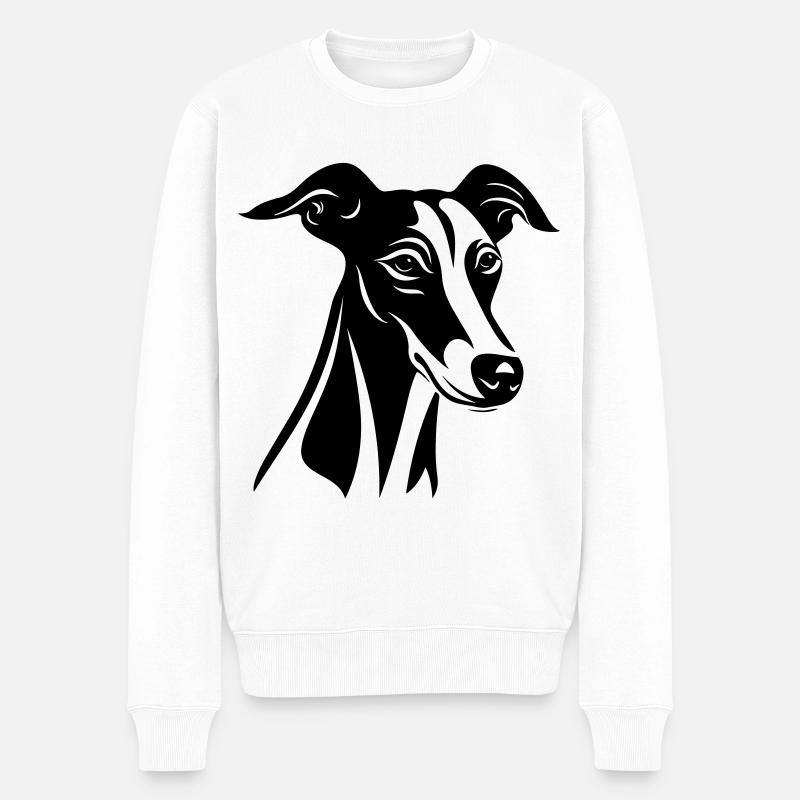 Greyhound Hund Kopf - Männer Premium Bio Pullover - Weiß