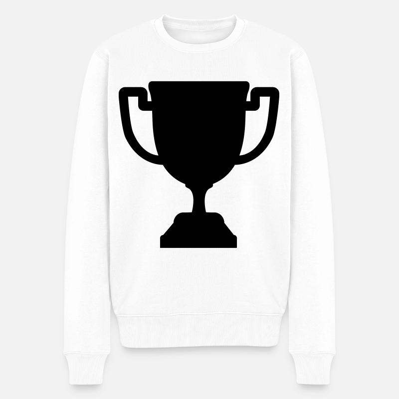 Pokal Symbol Meister - Männer Premium Bio Pullover - Weiß