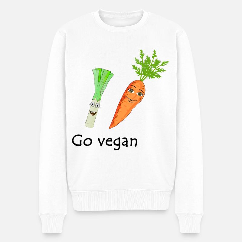 Go vegan - Männer Premium Bio Pullover - Weiß