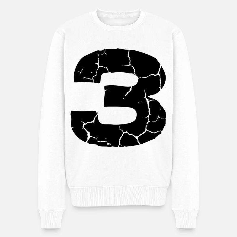 3 Zahl Trikot - Männer Premium Bio Pullover - Weiß