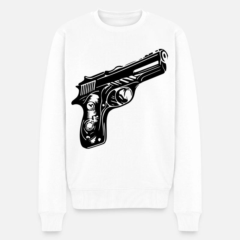 Pistole Symbol - Männer Premium Bio Pullover - Weiß