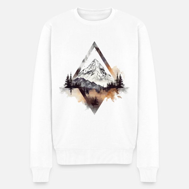 Berg Berge Bergsteigen Klettern Wandern Natur - Männer Premium Bio Pullover - Weiß
